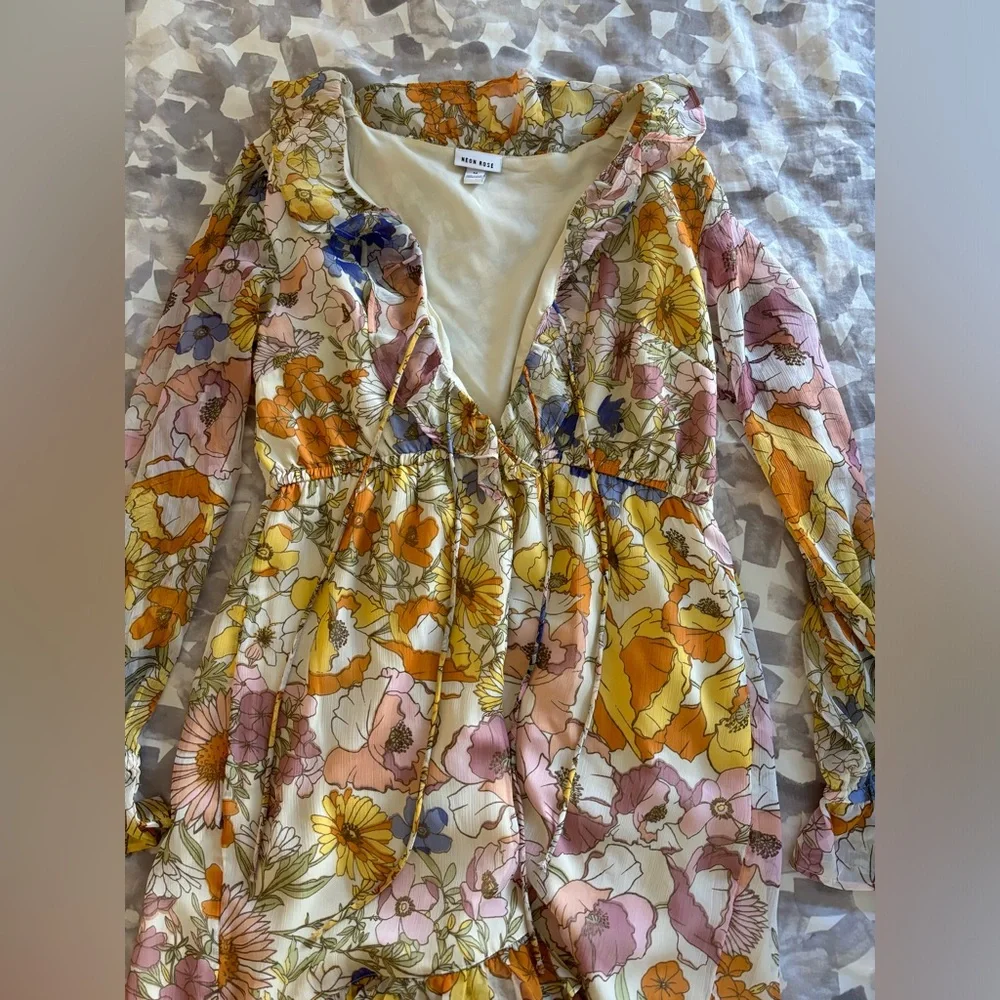 WORN ONCE - Get Growing Floral Ruffle Romper - Picture 3 of 5